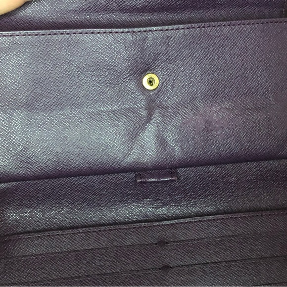 LOUIS VUITTON Sarah Continental Wallet Yellow Epi Leather Purple Interior w/ Box - Picture 9 of 14